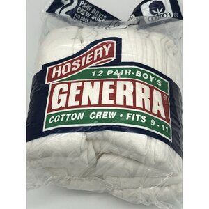 Vintage Generra Boy's Cotton Crew Socks Fits Shoe 4-9 White Cotton Blend 12pk